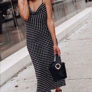 Zara Polka Dot Black Slip Sleeveless Dress